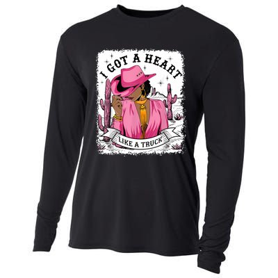 I Got A Heart Like A Truck Western Black Cowgirl African Cooling Performance Long Sleeve Crew