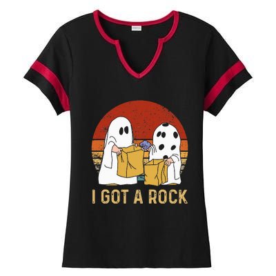 I Got A Rock Halloween Trick Or Treat Ghost Ladies Halftime Notch Neck Tee