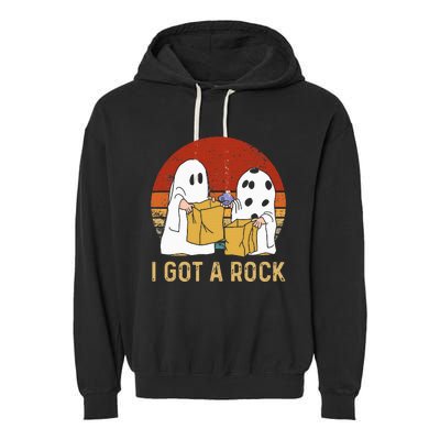 I Got A Rock Halloween Trick Or Treat Ghost Garment-Dyed Fleece Hoodie