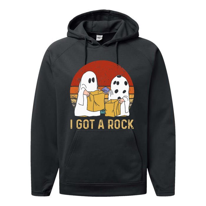 I Got A Rock Halloween Trick Or Treat Ghost Performance Fleece Hoodie