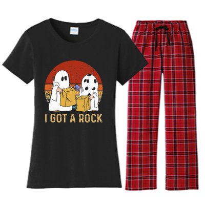 I Got A Rock Halloween Trick Or Treat Ghost Women's Flannel Pajama Set