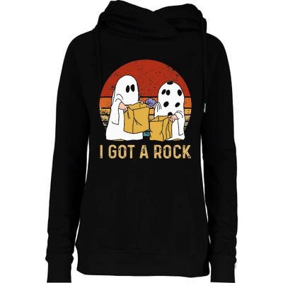 I Got A Rock Halloween Trick Or Treat Ghost Womens Funnel Neck Pullover Hood