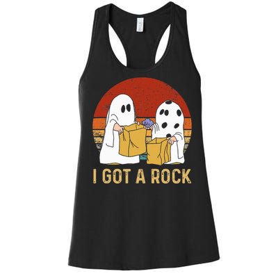 I Got A Rock Halloween Trick Or Treat Ghost Women's Racerback Tank