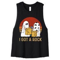 I Got A Rock Halloween Trick Or Treat Ghost Women's Racerback Cropped Tank