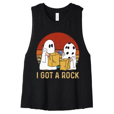 I Got A Rock Halloween Trick Or Treat Ghost Women's Racerback Cropped Tank