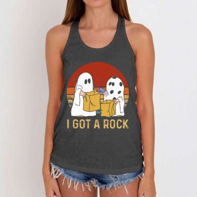 I Got A Rock Halloween Trick Or Treat Ghost Women's Knotted Racerback Tank