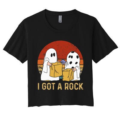 I Got A Rock Halloween Trick Or Treat Ghost Women's Crop Top Tee