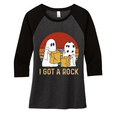 I Got A Rock Halloween Trick Or Treat Ghost Women's Tri-Blend 3/4-Sleeve Raglan Shirt