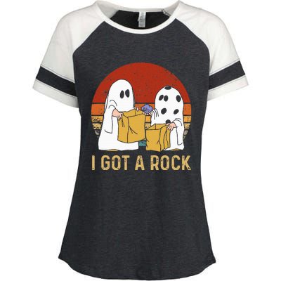 I Got A Rock Halloween Trick Or Treat Ghost Enza Ladies Jersey Colorblock Tee