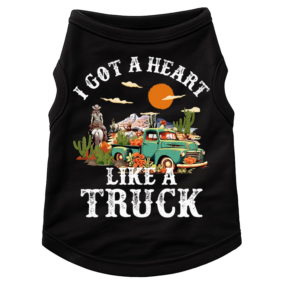 I Got A Heart Like A Truck Vintage Western Sunset Cowgirl Doggie Tank