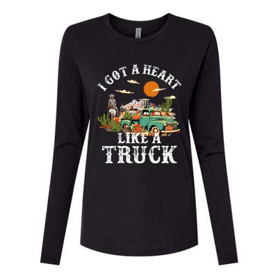 I Got A Heart Like A Truck Vintage Western Sunset Cowgirl Womens Cotton Relaxed Long Sleeve T-Shirt