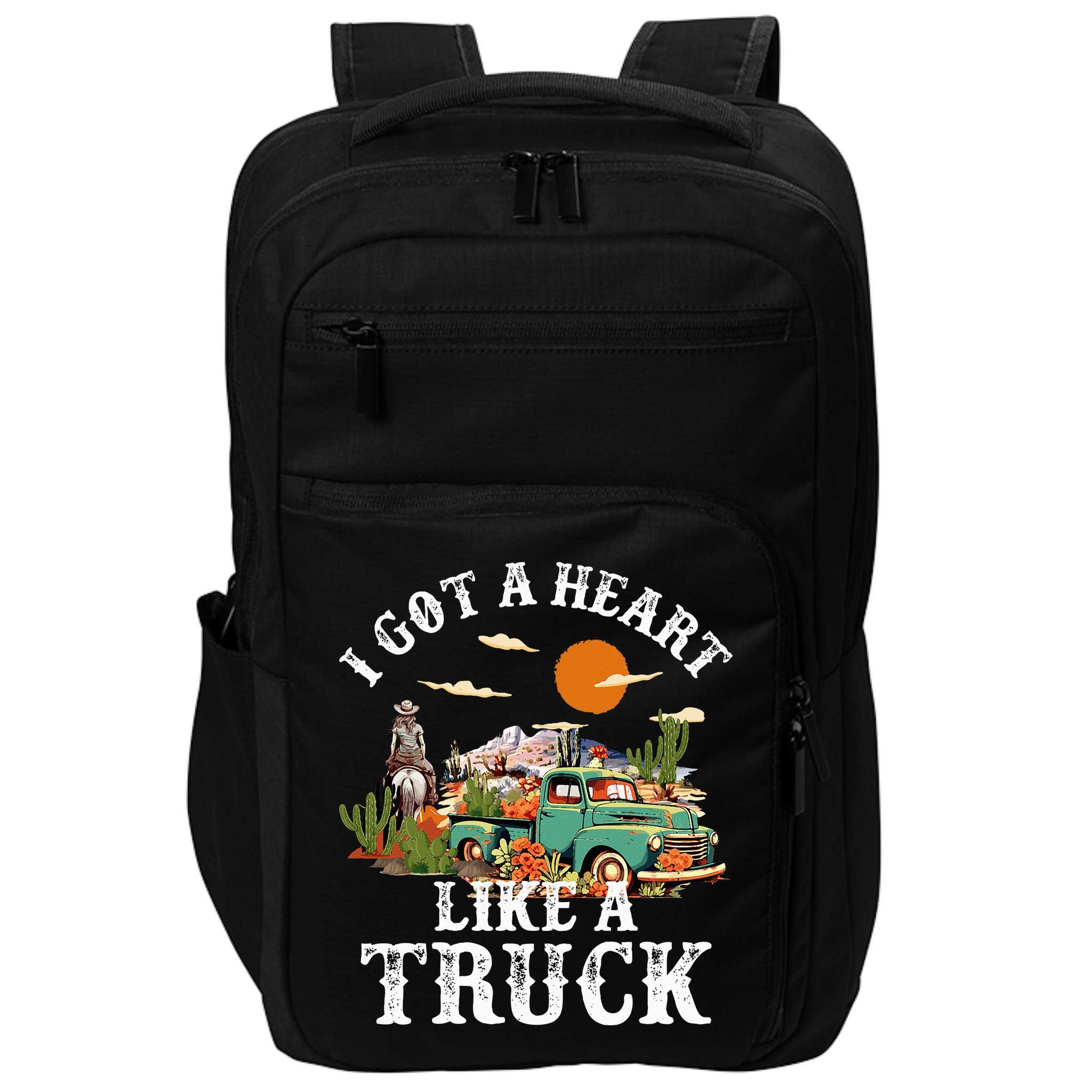 I Got A Heart Like A Truck Vintage Western Sunset Cowgirl Impact Tech Backpack