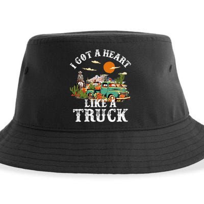 I Got A Heart Like A Truck Vintage Western Sunset Cowgirl Sustainable Bucket Hat