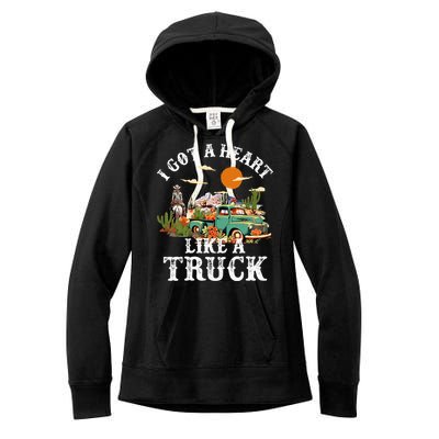 I Got A Heart Like A Truck Vintage Western Sunset Cowgirl Women's Fleece Hoodie