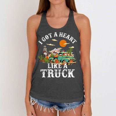 I Got A Heart Like A Truck Vintage Western Sunset Cowgirl Women's Knotted Racerback Tank