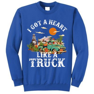 I Got A Heart Like A Truck Vintage Western Sunset Cowgirl Tall Sweatshirt