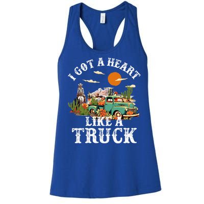 I Got A Heart Like A Truck Vintage Western Sunset Cowgirl Women's Racerback Tank