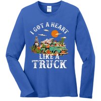 I Got A Heart Like A Truck Vintage Western Sunset Cowgirl Ladies Long Sleeve Shirt