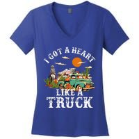 I Got A Heart Like A Truck Vintage Western Sunset Cowgirl Women's V-Neck T-Shirt