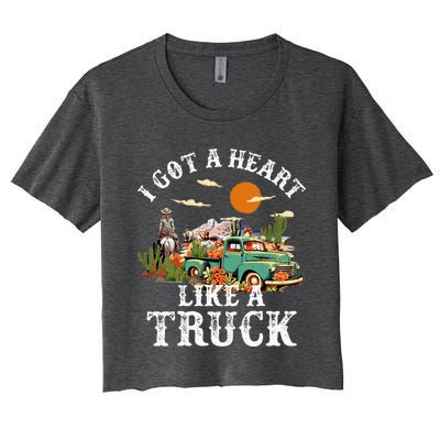 I Got A Heart Like A Truck Vintage Western Sunset Cowgirl Women's Crop Top Tee