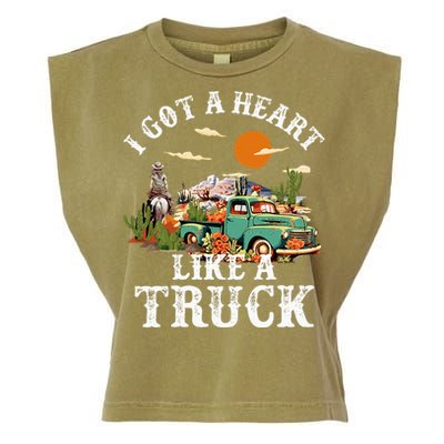 I Got A Heart Like A Truck Vintage Western Sunset Cowgirl Garment-Dyed Women's Muscle Tee