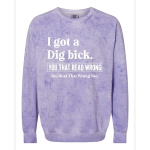 I Got A Dig Bick You That Read Wrong Funny Sarcastic Colorblast Crewneck Sweatshirt