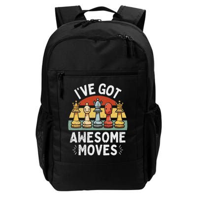 I've Got Awesome Moves Chess Player Funny Chess Pieces Retro Daily Commute Backpack