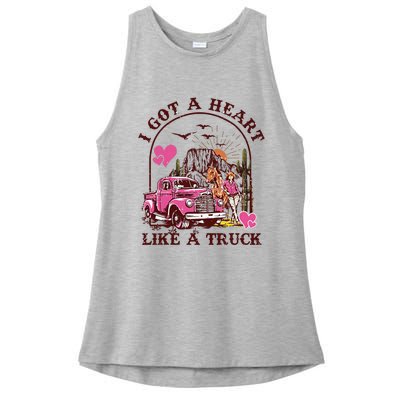 I Got A Heart Like A Truck Western Country Music Cowboy Ladies PosiCharge Tri-Blend Wicking Tank