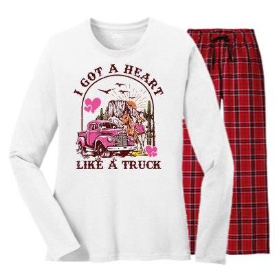 I Got A Heart Like A Truck Western Country Music Cowboy Women's Long Sleeve Flannel Pajama Set 