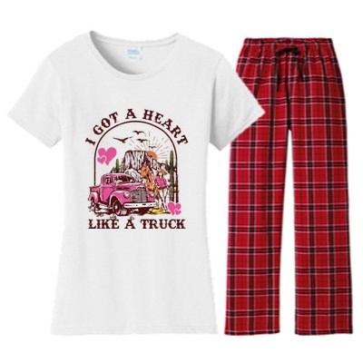 I Got A Heart Like A Truck Western Country Music Cowboy Women's Flannel Pajama Set