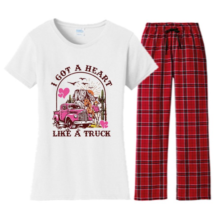 I Got A Heart Like A Truck Western Country Music Cowboy Women's Flannel Pajama Set