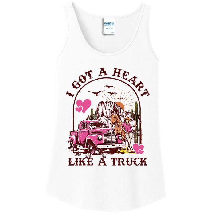 I Got A Heart Like A Truck Western Country Music Cowboy Ladies Essential Tank