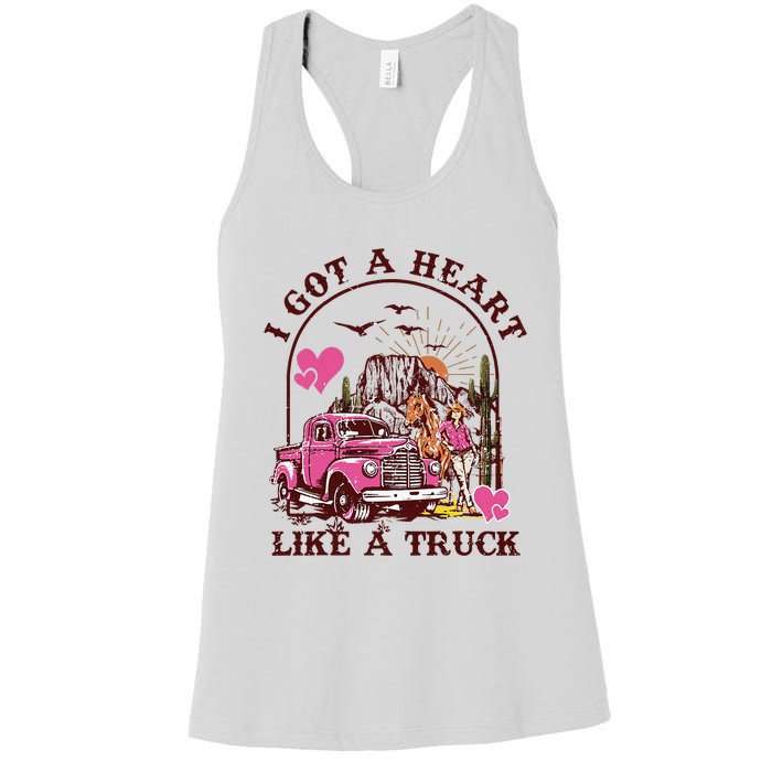 I Got A Heart Like A Truck Western Country Music Cowboy Women's Racerback Tank