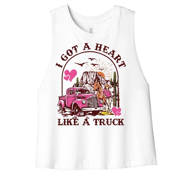 I Got A Heart Like A Truck Western Country Music Cowboy Women's Racerback Cropped Tank