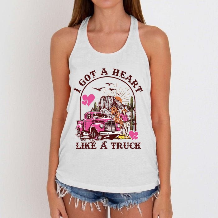 I Got A Heart Like A Truck Western Country Music Cowboy Women's Knotted Racerback Tank