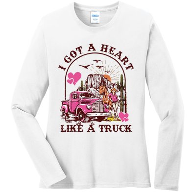 I Got A Heart Like A Truck Western Country Music Cowboy Ladies Long Sleeve Shirt