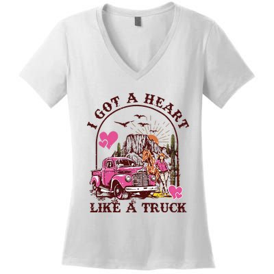 I Got A Heart Like A Truck Western Country Music Cowboy Women's V-Neck T-Shirt