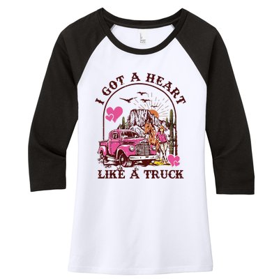 I Got A Heart Like A Truck Western Country Music Cowboy Women's Tri-Blend 3/4-Sleeve Raglan Shirt