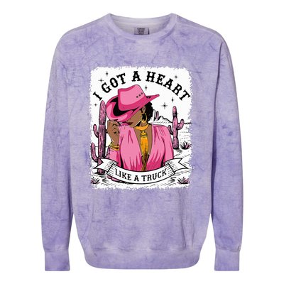 I Got A Heart Like A Truck Western Black Cowgirl African Colorblast Crewneck Sweatshirt