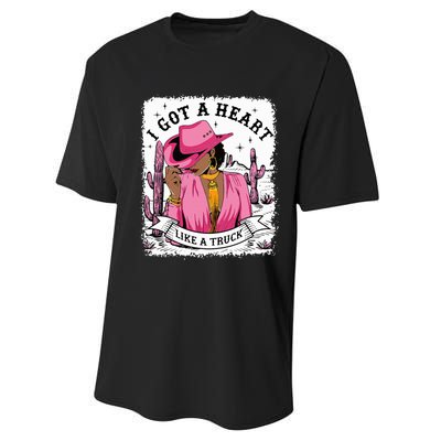 I Got A Heart Like A Truck Western Black Cowgirl African Performance Sprint T-Shirt