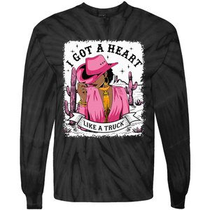 I Got A Heart Like A Truck Western Black Cowgirl African Tie-Dye Long Sleeve Shirt