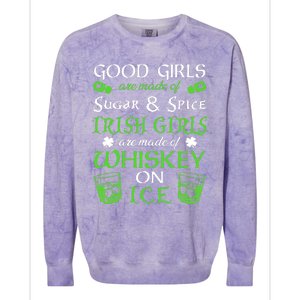 Irish Girls Are Whiskey On Ice St. Patrick's Day Funny Gift Colorblast Crewneck Sweatshirt