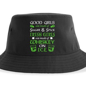 Irish Girls Are Whiskey On Ice St. Patrick's Day Funny Gift Sustainable Bucket Hat