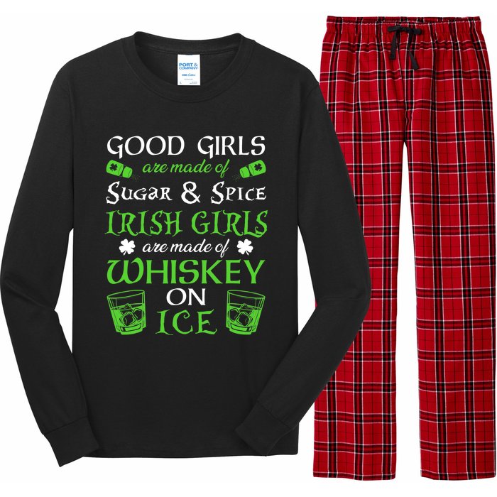 Irish Girls Are Whiskey On Ice St. Patrick's Day Funny Gift Long Sleeve Pajama Set