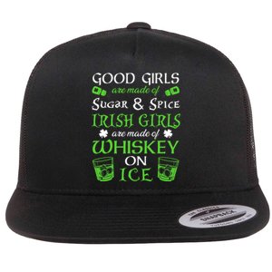 Irish Girls Are Whiskey On Ice St. Patrick's Day Funny Gift Flat Bill Trucker Hat