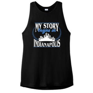 Indianapolis Gift Born In Indianapolis Cute Gift Ladies PosiCharge Tri-Blend Wicking Tank