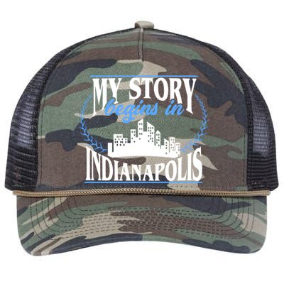 Indianapolis Gift Born In Indianapolis Cute Gift Retro Rope Trucker Hat Cap