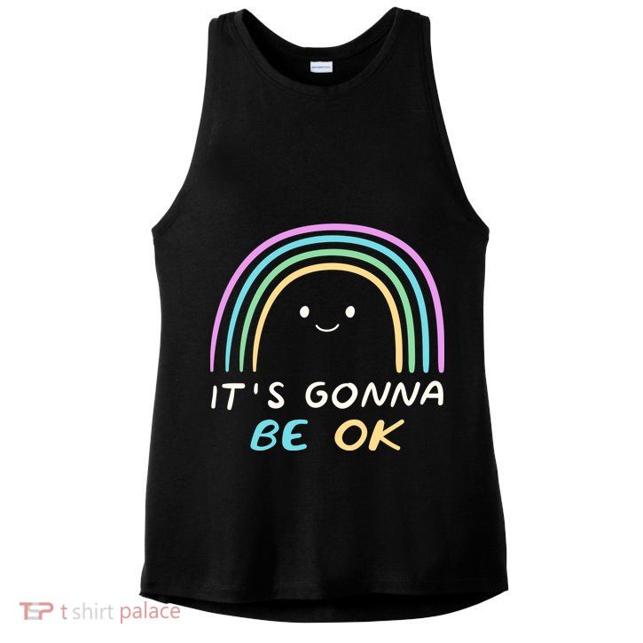 It's Gonna Be Ok Rainbow Smiley Face Positive Quote Ladies PosiCharge Tri-Blend Wicking Tank