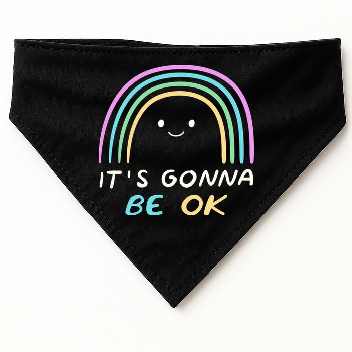 It's Gonna Be Ok Rainbow Smiley Face Positive Quote USA-Made Doggie Bandana