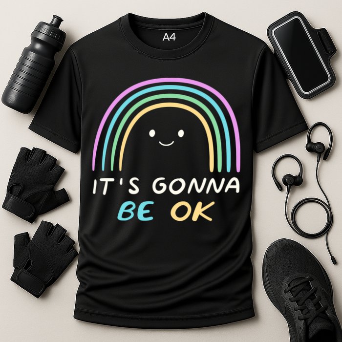 It's Gonna Be Ok Rainbow Smiley Face Positive Quote Cooling Performance Crew T-Shirt